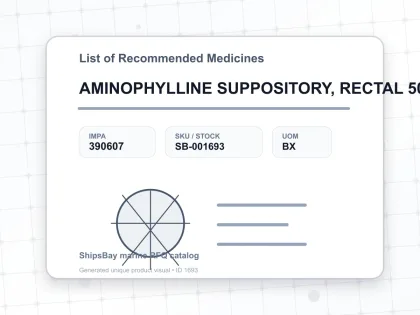 AMINOPHYLLINE SUPPOSITORY, RECTAL 500MG 12'S - List of Recommended Medicines - IMPA 390607 - UOM BX