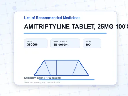 AMITRIPTYLINE TABLET, 25MG 100'S - List of Recommended Medicines - IMPA 390608 - UOM BO