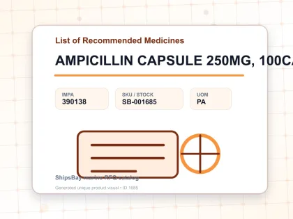 AMPICILLIN CAPSULE 250MG, 100CAP - List of Recommended Medicines - IMPA 390138 - UOM PA
