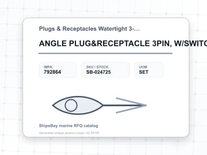 ANGLE PLUG&RECEPTACLE 3PIN, W/SWITCH W/T USCG TYPE R&S - Plugs & Receptacles Watertight 3-pin U.S.C.G. R&S type - IMPA 792864 - UOM SET