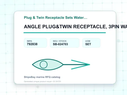 ANGLE PLUG&TWIN RECEPTACLE, 3PIN WATERTIGHT RESIN - Plug & Twin Receptacle Sets Watertight JIS - IMPA 792838 - UOM SET