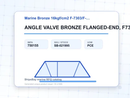 ANGLE VALVE BRONZE FLANGED-END, F7304 16KG-40MM - Marine Bronze 16kgf/cm2 F-7303/F-7304 - IMPA 750155 - UOM PCE