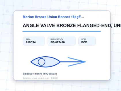 ANGLE VALVE BRONZE FLANGED-END, UNION BONNET F7349 16KG-32MM - Marine Bronze Union Bonnet 16kgf/cm2 F-7348/F-7349 - IMPA 750534 - UOM PCE