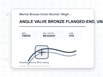 ANGLE VALVE BRONZE FLANGED-END, UNION BONNET F7349 16KG-40MM - Marine Bronze Union Bonnet 16kgf/cm2 F-7348/F-7349 - IMPA 750535 - UOM PCE