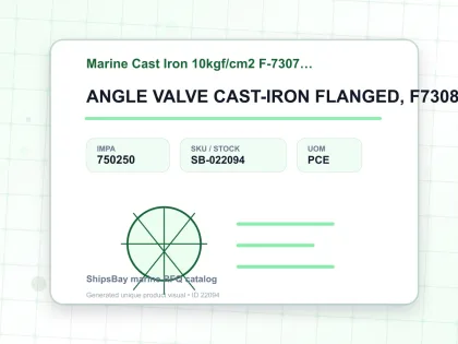 ANGLE VALVE CAST-IRON FLANGED, F7308 10KG-125MM - Marine Cast Iron 10kgf/cm2 F-7307/F-7308 - IMPA 750250 - UOM PCE