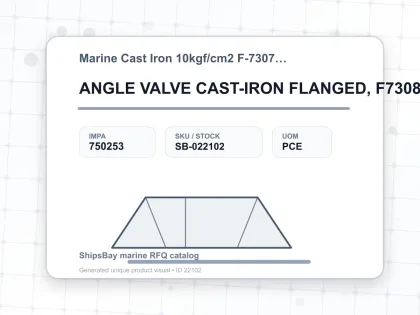 ANGLE VALVE CAST-IRON FLANGED, F7308 10KG-250MM - Marine Cast Iron 10kgf/cm2 F-7307/F-7308 - IMPA 750253 - UOM PCE