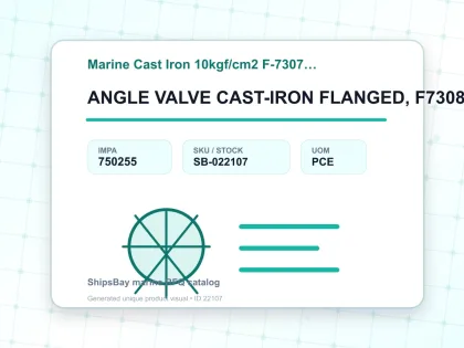 ANGLE VALVE CAST-IRON FLANGED, F7308 10KG-350MM - Marine Cast Iron 10kgf/cm2 F-7307/F-7308 - IMPA 750255 - UOM PCE