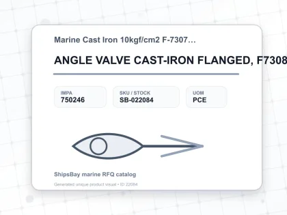 ANGLE VALVE CAST-IRON FLANGED, F7308 10KG-50MM - Marine Cast Iron 10kgf/cm2 F-7307/F-7308 - IMPA 750246 - UOM PCE