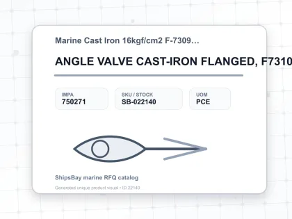 ANGLE VALVE CAST-IRON FLANGED, F7310 16KG-50MM - Marine Cast Iron 16kgf/cm2 F-7309/F-7310 - IMPA 750271 - UOM PCE