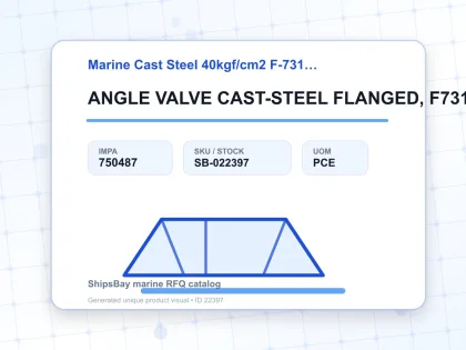 ANGLE VALVE CAST-STEEL FLANGED, F7318 40KG-125MM - Marine Cast Steel 40kgf/cm2 F-7317/F-7318 - IMPA 750487 - UOM PCE