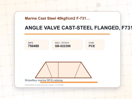 ANGLE VALVE CAST-STEEL FLANGED, F7318 40KG-150MM - Marine Cast Steel 40kgf/cm2 F-7317/F-7318 - IMPA 750488 - UOM PCE