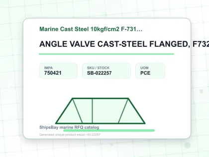 ANGLE VALVE CAST-STEEL FLANGED, F7320 10KG-50MM - Marine Cast Steel 10kgf/cm2 F-7319/F-7320 - IMPA 750421 - UOM PCE