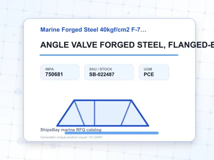 ANGLE VALVE FORGED STEEL, FLANGED-END F7330 40KG-15MM - Marine Forged Steel 40kgf/cm2 F-7330 - IMPA 750681 - UOM PCE