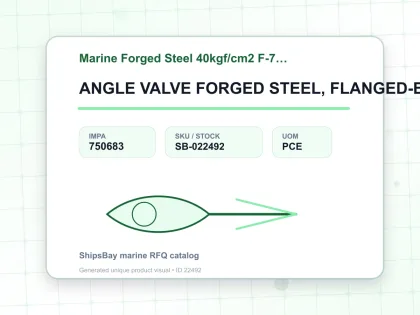 ANGLE VALVE FORGED STEEL, FLANGED-END F7330 40KG-25MM - Marine Forged Steel 40kgf/cm2 F-7330 - IMPA 750683 - UOM PCE