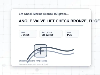 ANGLE VALVE LIFT CHECK BRONZE, FL'GED U-BONNET F7418 16K-15MM - Lift Check Marine Bronze 16kgf/cm2 F-7417/F-7418 - IMPA 751366 - UOM PCE