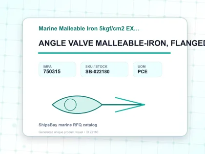 ANGLE VALVE MALLEABLE-IRON, FLANGED-END EX-F7322 5KG-40MM - Marine Malleable Iron 5kgf/cm2 EX-F7321/EX-F7322 - IMPA 750315 - UOM PCE