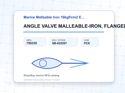 ANGLE VALVE MALLEABLE-IRON, FLANGED-END EX-F7324 16KG-40MM - Marine Malleable Iron 16kgf/cm2 EX-F7323/EX-F7324 - IMPA 750335 - UOM PCE