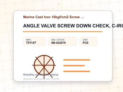 ANGLE VALVE SCREW DOWN CHECK, C-IRON FLANGED F7376 10K-200MM - Marine Cast Iron 10kgf/cm2 Screw Down Check F-7375/F-7376 - IMPA 751147 - UOM PCE