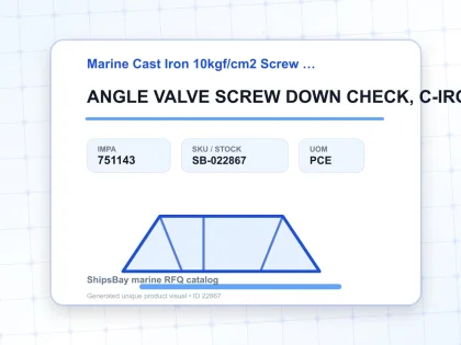 ANGLE VALVE SCREW DOWN CHECK, C-IRON FLANGED F7376 10KG-80MM - Marine Cast Iron 10kgf/cm2 Screw Down Check F-7375/F-7376 - IMPA 751143 - UOM PCE