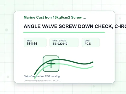 ANGLE VALVE SCREW DOWN CHECK, C-IRON FLANGED F7378 16K-100MM - Marine Cast Iron 16kgf/cm2 Screw Down Check F-7377/F-7378 - IMPA 751164 - UOM PCE