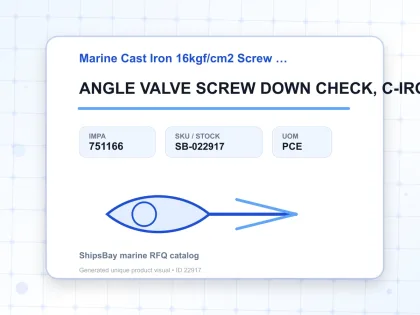 ANGLE VALVE SCREW DOWN CHECK, C-IRON FLANGED F7378 16K-150MM - Marine Cast Iron 16kgf/cm2 Screw Down Check F-7377/F-7378 - IMPA 751166 - UOM PCE