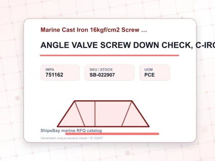 ANGLE VALVE SCREW DOWN CHECK, C-IRON FLANGED F7378 16KG-65MM - Marine Cast Iron 16kgf/cm2 Screw Down Check F-7377/F-7378 - IMPA 751162 - UOM PCE