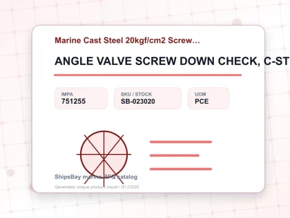 ANGLE VALVE SCREW DOWN CHECK, C-STL FLANGED F7474 20KG-200MM - Marine Cast Steel 20kgf/cm2 Screw Down Check F-7473/F-7474 - IMPA 751255 - UOM PCE