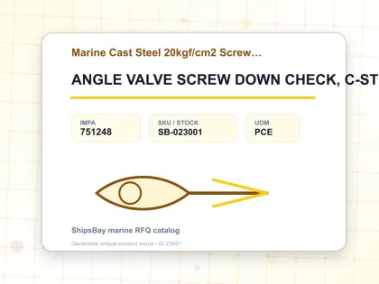 ANGLE VALVE SCREW DOWN CHECK, C-STL FLANGED F7474 20KG-50MM - Marine Cast Steel 20kgf/cm2 Screw Down Check F-7473/F-7474 - IMPA 751248 - UOM PCE