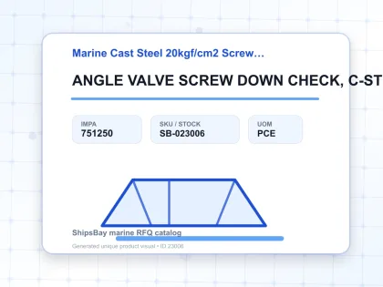 ANGLE VALVE SCREW DOWN CHECK, C-STL FLANGED F7474 20KG-80MM - Marine Cast Steel 20kgf/cm2 Screw Down Check F-7473/F-7474 - IMPA 751250 - UOM PCE