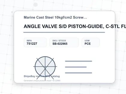 ANGLE VALVE S/D PISTON-GUIDE, C-STL FLANGED F7472 10K-200MM - Marine Cast Steel 10kgf/cm2 Screw Down Check F-7472 - IMPA 751227 - UOM PCE