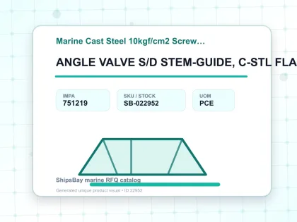 ANGLE VALVE S/D STEM-GUIDE, C-STL FLANGED F7472 10K-100MM - Marine Cast Steel 10kgf/cm2 Screw Down Check F-7472 - IMPA 751219 - UOM PCE