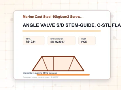 ANGLE VALVE S/D STEM-GUIDE, C-STL FLANGED F7472 10K-150MM - Marine Cast Steel 10kgf/cm2 Screw Down Check F-7472 - IMPA 751221 - UOM PCE