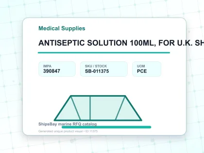 ANTISEPTIC SOLUTION 100ML, FOR U.K. SHIPS - Medical Supplies - IMPA 390847 - UOM PCE