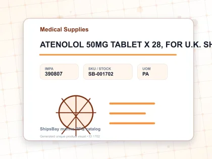 ATENOLOL 50MG TABLET X 28, FOR U.K. SHIPS - Medical Supplies - IMPA 390807 - UOM PA