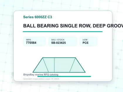 BALL BEARING SINGLE ROW, DEEP GROOVE NO.6003ZZ C3 - Series 6000ZZ C3 - IMPA 770564 - UOM PCE