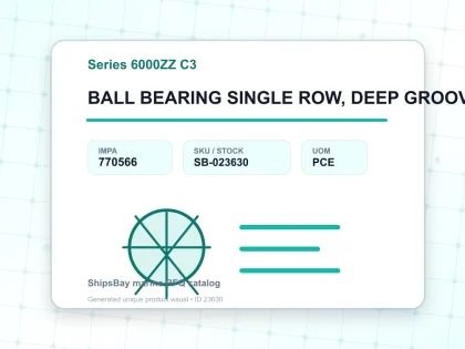 BALL BEARING SINGLE ROW, DEEP GROOVE NO.6005ZZ C3 - Series 6000ZZ C3 - IMPA 770566 - UOM PCE