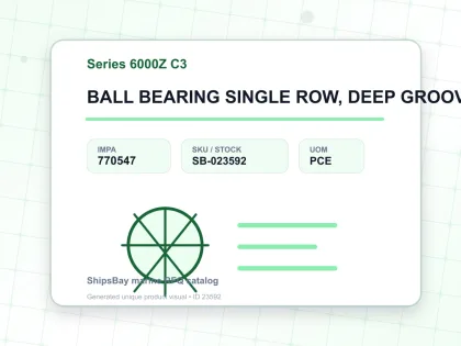 BALL BEARING SINGLE ROW, DEEP GROOVE NO.6006Z C3 - Series 6000Z C3 - IMPA 770547 - UOM PCE