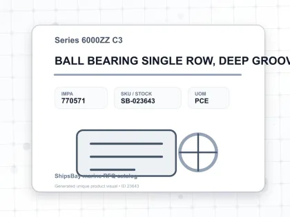 BALL BEARING SINGLE ROW, DEEP GROOVE NO.6010ZZ C3 - Series 6000ZZ C3 - IMPA 770571 - UOM PCE