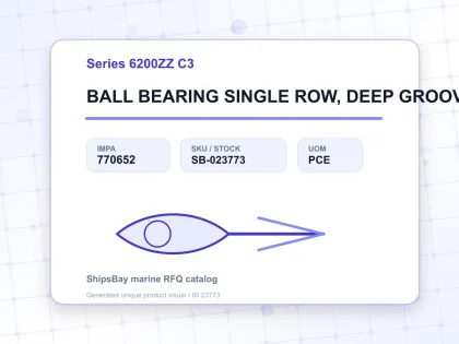 BALL BEARING SINGLE ROW, DEEP GROOVE NO.6201ZZ C3 - Series 6200ZZ C3 - IMPA 770652 - UOM PCE