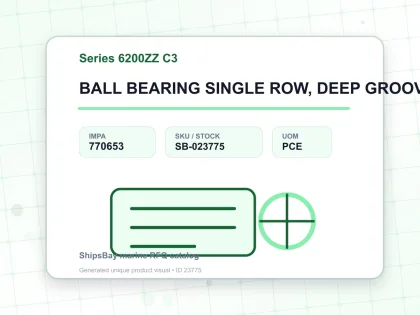BALL BEARING SINGLE ROW, DEEP GROOVE NO.6202ZZ C3 - Series 6200ZZ C3 - IMPA 770653 - UOM PCE
