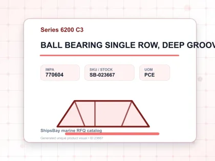 BALL BEARING SINGLE ROW, DEEP GROOVE NO.6203 C3 - Series 6200 C3 - IMPA 770604 - UOM PCE