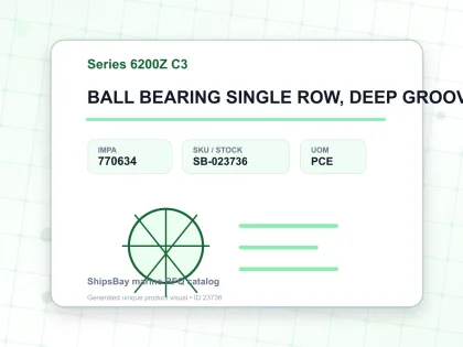 BALL BEARING SINGLE ROW, DEEP GROOVE NO.6203Z C3 - Series 6200Z C3 - IMPA 770634 - UOM PCE