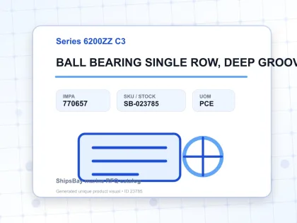 BALL BEARING SINGLE ROW, DEEP GROOVE NO.6206ZZ C3 - Series 6200ZZ C3 - IMPA 770657 - UOM PCE
