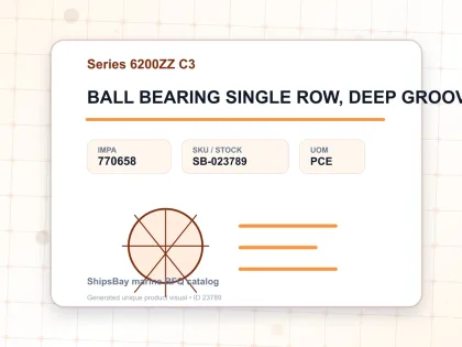 BALL BEARING SINGLE ROW, DEEP GROOVE NO.6207ZZ C3 - Series 6200ZZ C3 - IMPA 770658 - UOM PCE