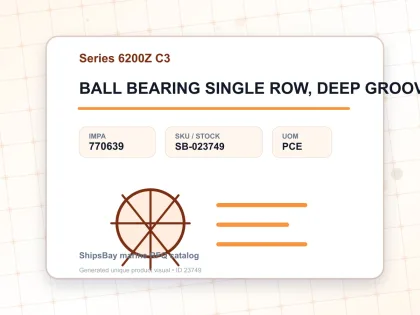 BALL BEARING SINGLE ROW, DEEP GROOVE NO.6208Z C3 - Series 6200Z C3 - IMPA 770639 - UOM PCE