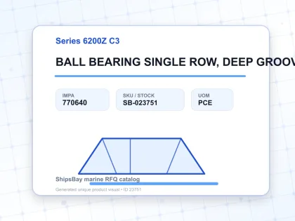 BALL BEARING SINGLE ROW, DEEP GROOVE NO.6209Z C3 - Series 6200Z C3 - IMPA 770640 - UOM PCE