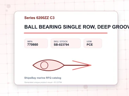 BALL BEARING SINGLE ROW, DEEP GROOVE NO.6209ZZ C3 - Series 6200ZZ C3 - IMPA 770660 - UOM PCE