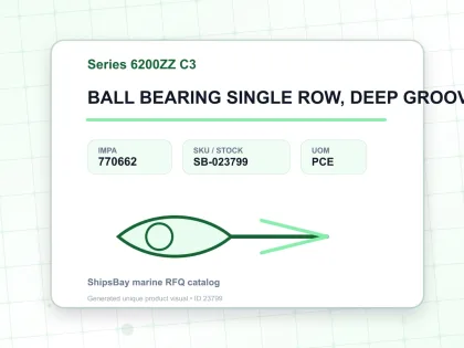 BALL BEARING SINGLE ROW, DEEP GROOVE NO.6211ZZ C3 - Series 6200ZZ C3 - IMPA 770662 - UOM PCE