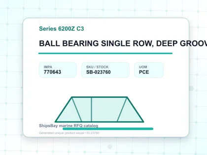 BALL BEARING SINGLE ROW, DEEP GROOVE NO.6212Z C3 - Series 6200Z C3 - IMPA 770643 - UOM PCE