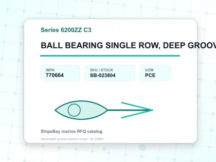 BALL BEARING SINGLE ROW, DEEP GROOVE NO.6213ZZ C3 - Series 6200ZZ C3 - IMPA 770664 - UOM PCE